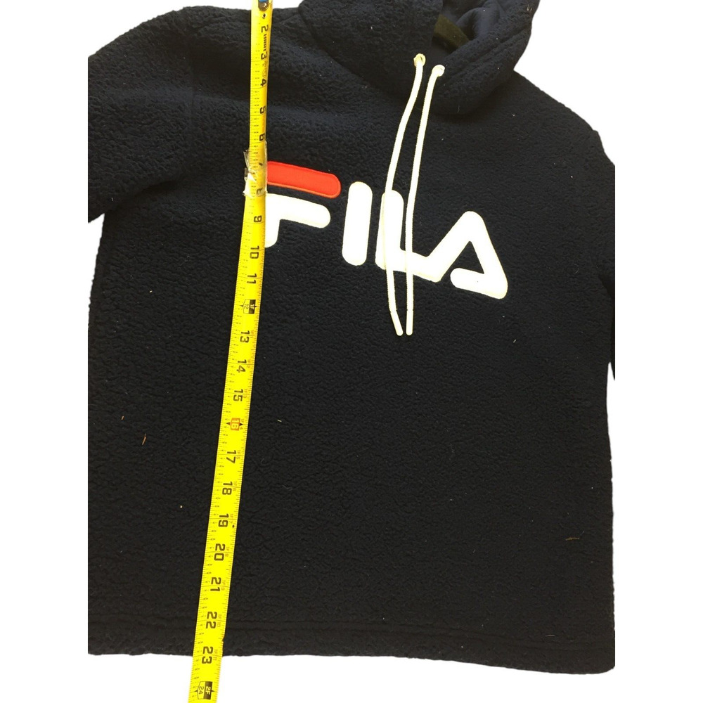 Fila Pullover Fleece Hoodie Womens Small Black Embroidered Logo Long Sleeve - Picture 7 of 8